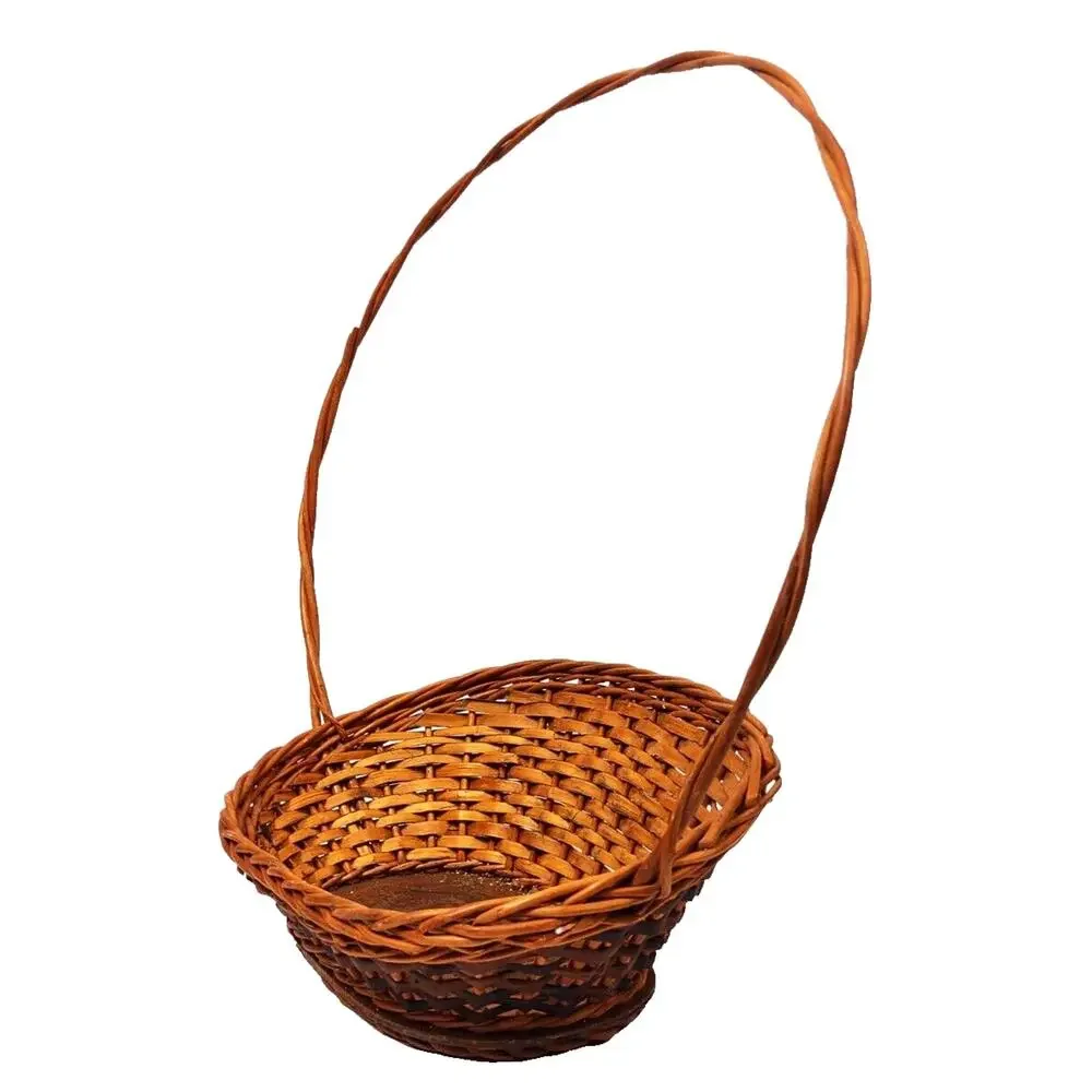 Classic High Handle Woven Decorative Gathering Basket 17